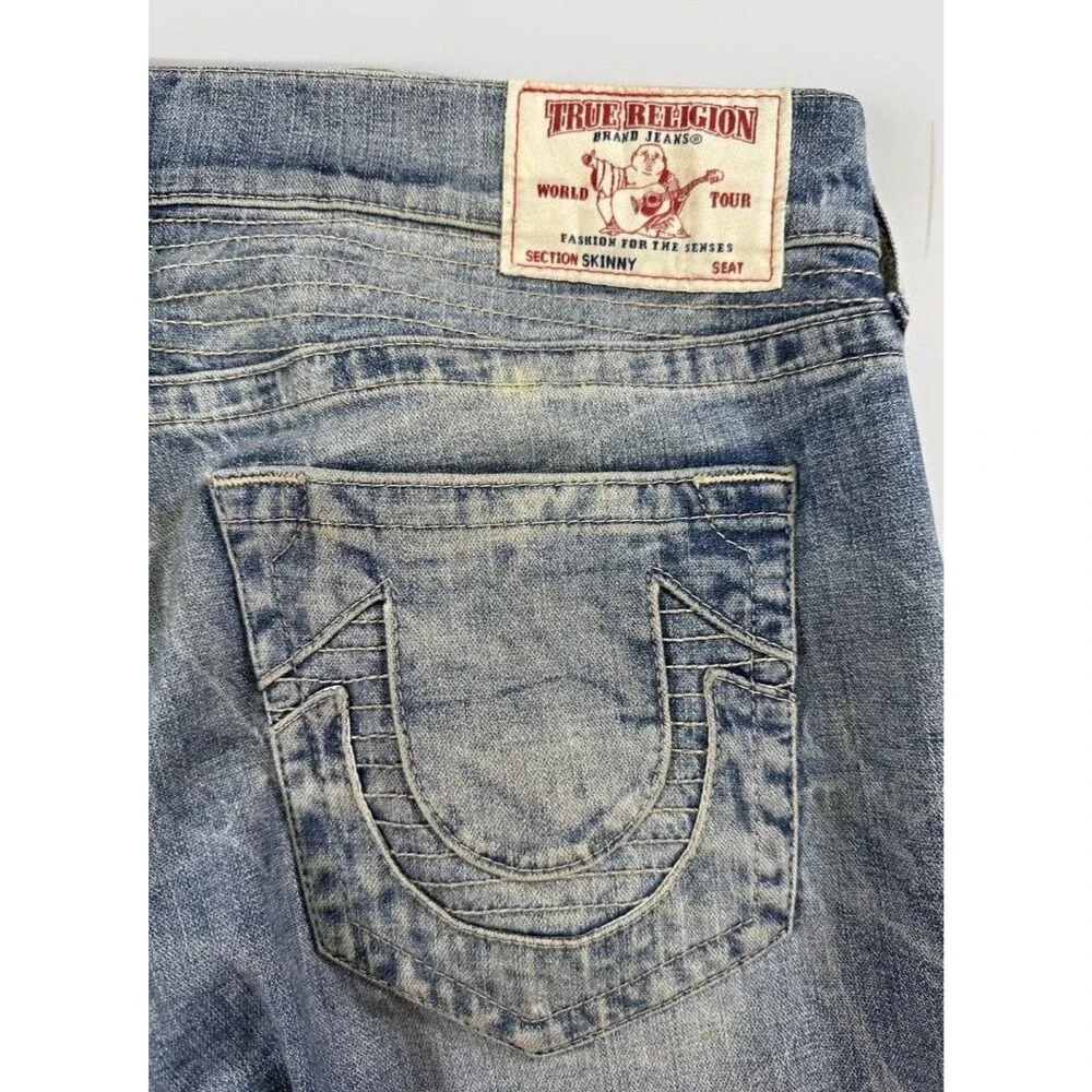 True Religion Men’s Skinny EW SN Jeans Size 38 – Light Wash Vintage Look